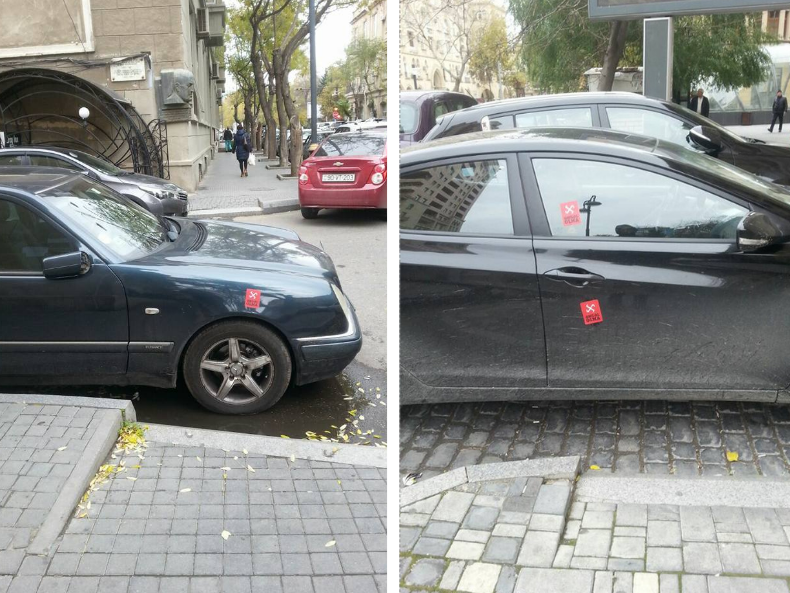 «СтопХам» по-бакински: активист борется с неправильной парковкой «вежливой свастикой» - ФОТО