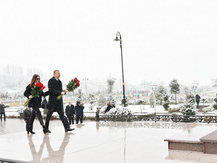 Президент Ильхам Алиев прибыл в Губинский район - ФОТО