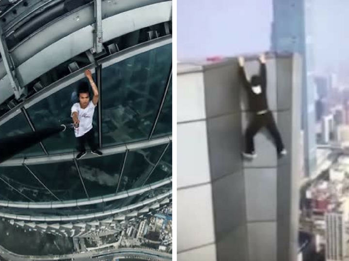 Китайский экстремал снял на видео собственную гибель при падении с небоскреба - ВИДЕО