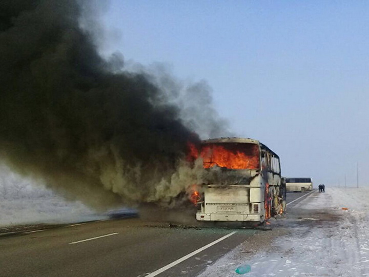 В МВД Казахстана назвали причину возгорания в автобусе