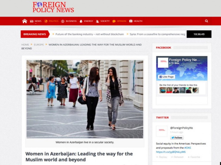 Foreign Policy News: «Женщины в Азербайджане - пример мусульманским странам и всему миру»