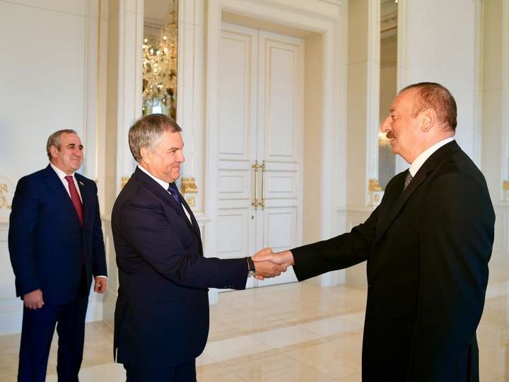 Президент Ильхам Алиев принял делегацию во главе с председателем Госдумы РФ - ФОТО