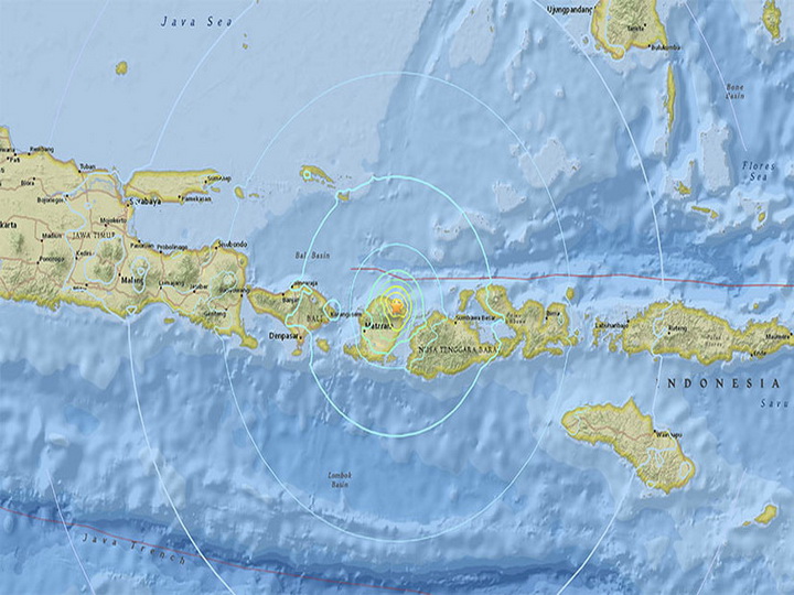У берегов индонезийского острова Ломбок произошло землетрясение магнитудой 6,3
