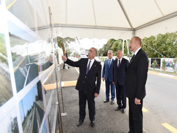 Prezident İlham Əliyev Masallıda avtomobil yolunun açılışında iştirak edib
