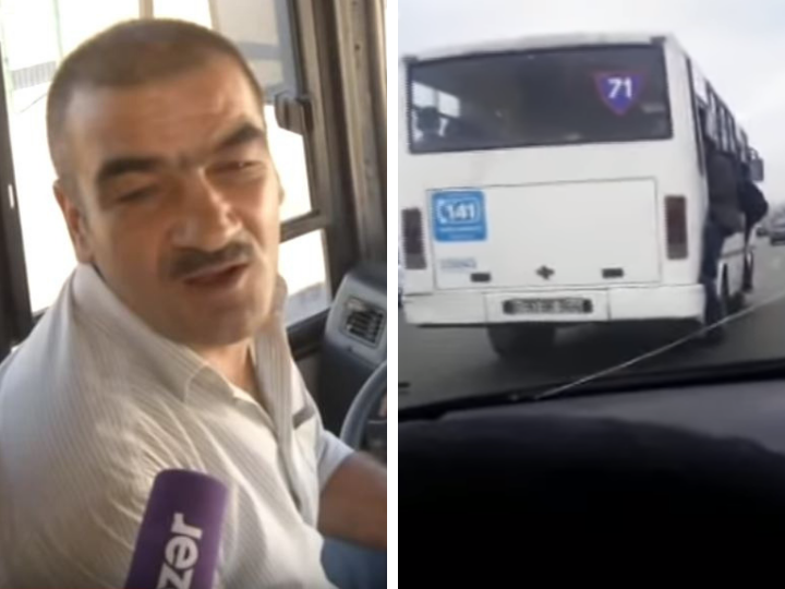 Как в Баку водитель рискует жизнями пассажиров: Люди гроздьями свисают из открытых дверей – ВИДЕО