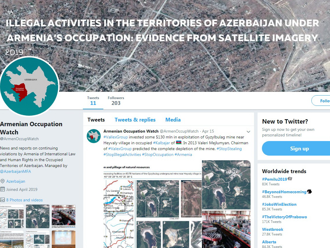 В Twitter создан аккаунт Armenian Occupation Watch