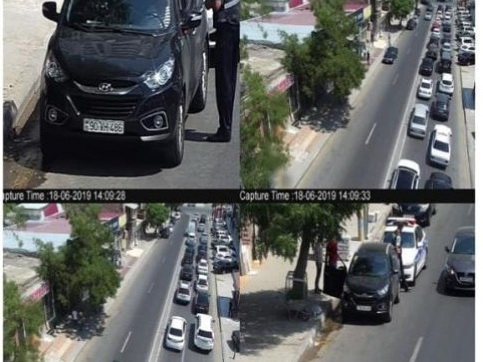 В Баку оштрафовали за парковку водителя, остановленного Дорожной полицией – ФОТОФАКТ