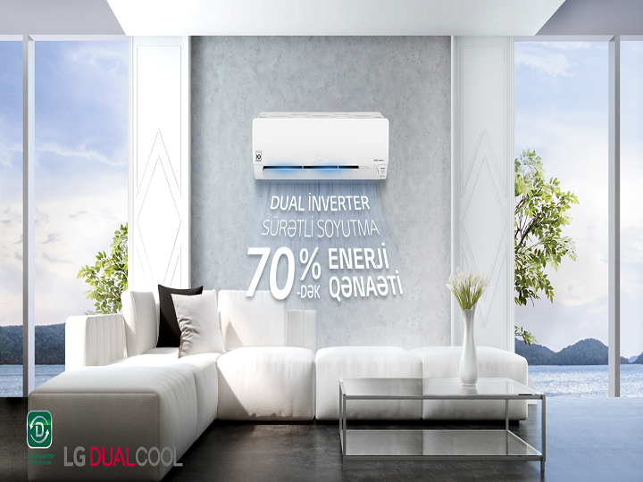 LG DUALCOOL Inverter kondisionerləri 70%-dək enerji qənaəti və 40%-dək daha sürətli soyutmanı təmin edir