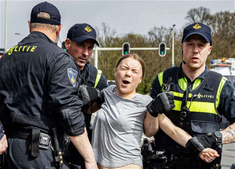 Экоактивистку Грету Тунберг задержали на акции в Гааге - ФОТО