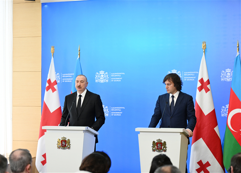 Президент Азербайджана и Премьер-министр Грузии выступили с заявлениями для прессы