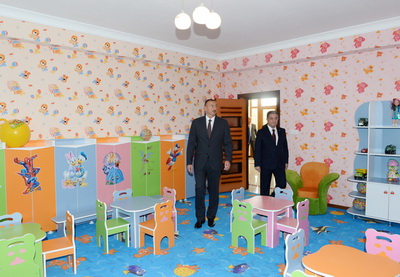 Ильхам Алиев принял участие в открытии детского сада в Бейлягане - ФОТО