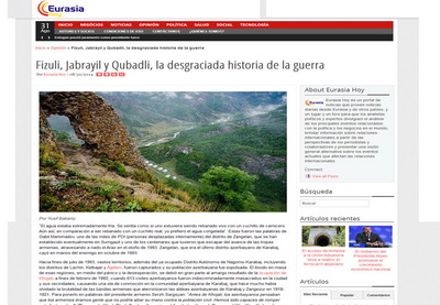 Испаноязычная газета Eurasia Hoy опубликовала статью об оккупации Арменией Физули, Джебраила и Губадлы в 1993 году