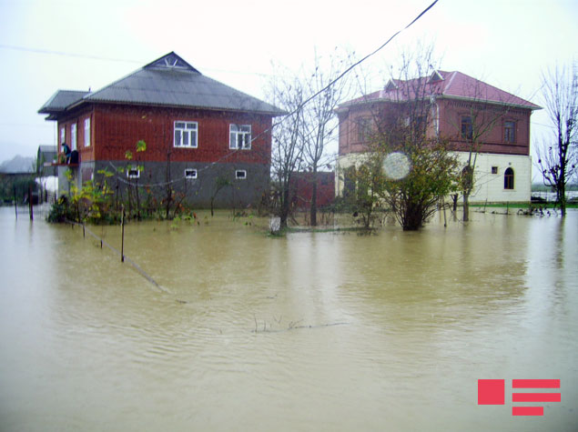 В Лянкяране в результате проливных дождей затопило несколько домов - ФОТО