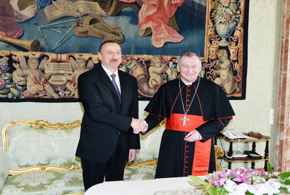 Состоялась встреча Президента Азербайджана с госсекретарем Святого Престола в расширенном составе - ФОТО