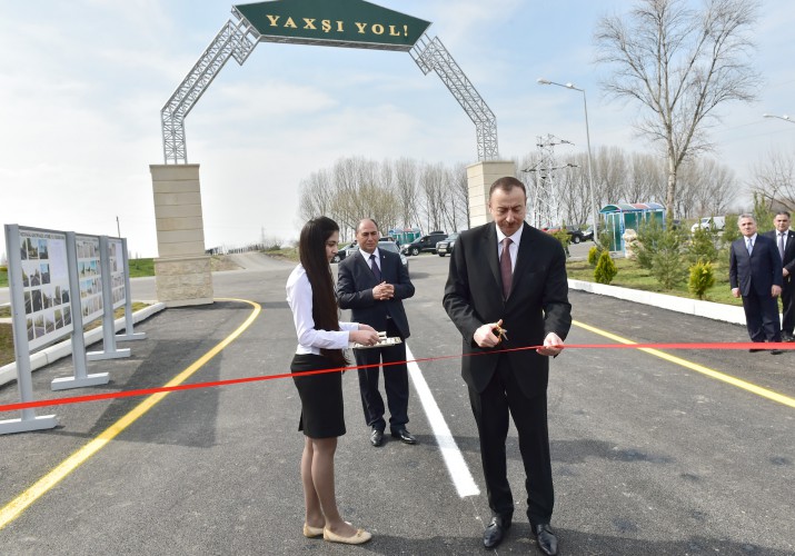Ильхам Алиев принял участие в открытии автодороги Моллаисалар-Велиушаги-Моллаахмедли-Серкарлар - ФОТО