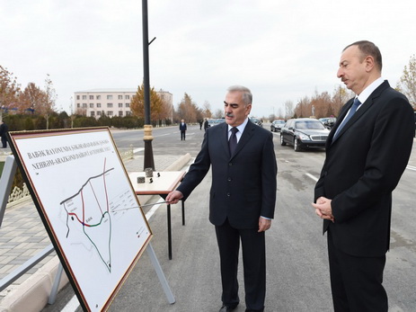 Ильхам Алиев принял участие в открытии реконструированной кольцевой автодороги Шекерабад-поселок Бабек-Неграм-Аразкенд - ФОТО