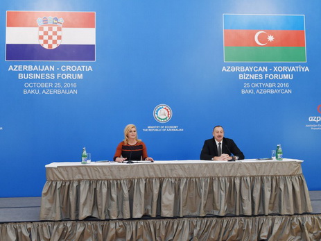 Ильхам Алиев и Колинда Грабар-Китарович приняли участие в двустороннем бизнес-форуме - ФОТО
