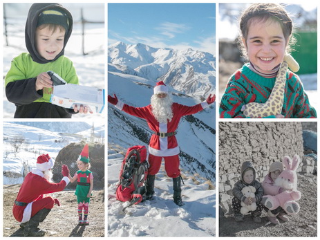 «Он подарки нам принес». Дед Мороз дошел до маленьких жителей севера Азербайджана - ФОТО