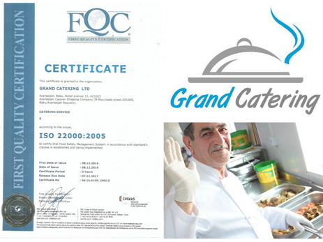 Grand Catering MMC получила сертификат систем менеджмента безопасности пищевых продуктов по международному стандарту ISO 22000 – ФОТО