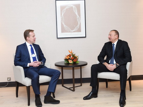 Президент Азербайджана встретился в Давосе с главой МИД Норвегии