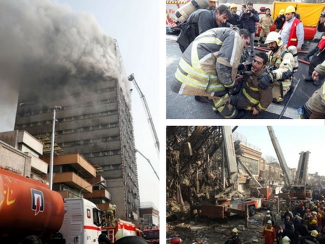 Под завалами высотного здания в Тегеране остаются десятки пожарных – ФОТО – ВИДЕО – ОБНОВЛЕНО