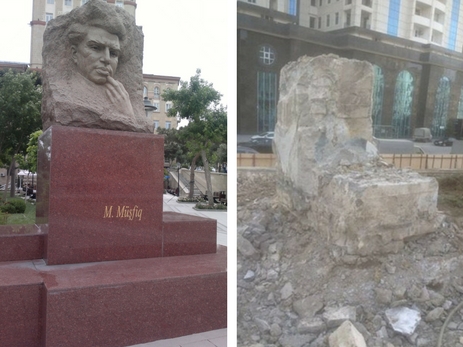 Три человека были наказаны за снос памятника Микаилу Мушвигу