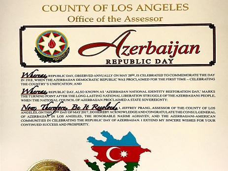 Kaliforniyada  28 may “Azərbaycan Milli Günü” elan edilib – FOTO