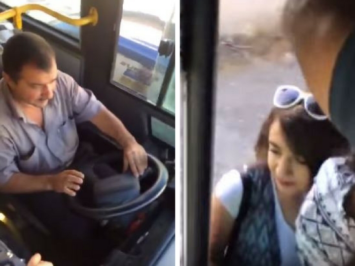 Молодая девушка рискует своей жизнью в общественном транспорте Баку - ВИДЕО