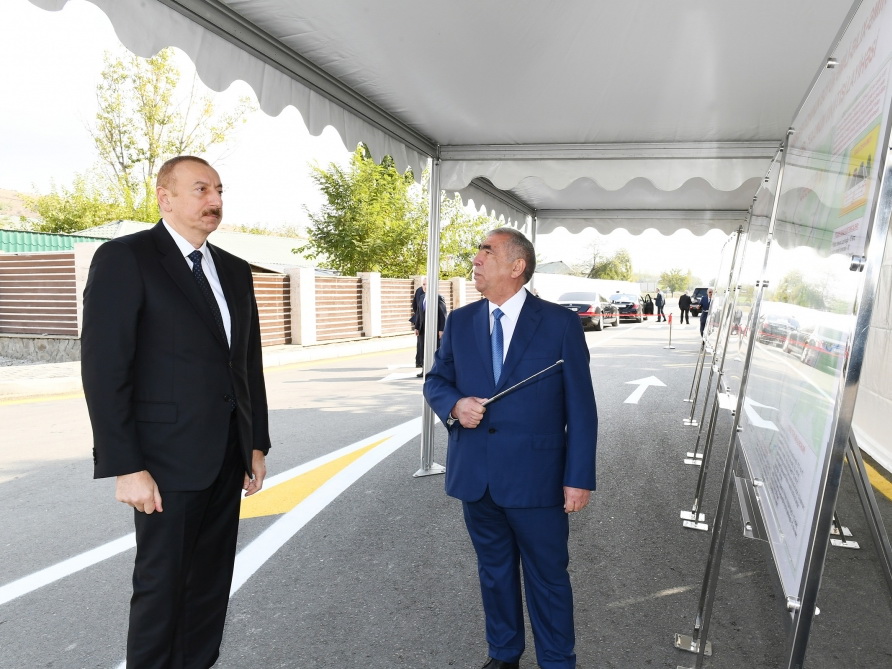 Президент Ильхам Алиев принял участие в открытии автомобильной дороги в Габале - ФОТО