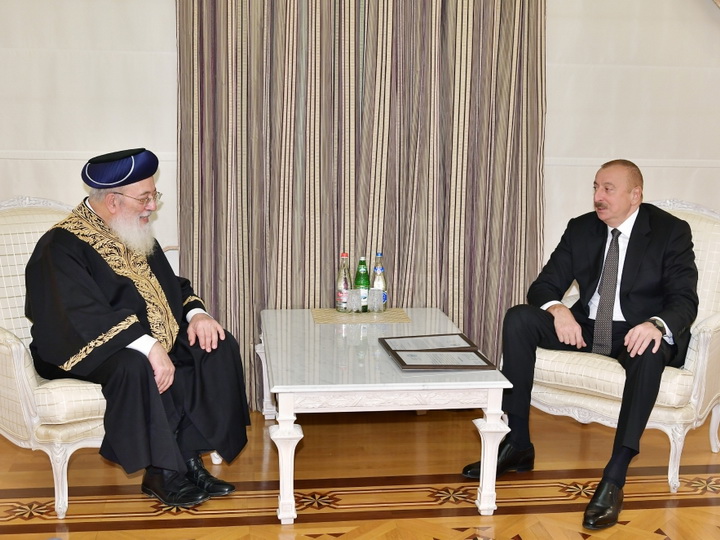 Президент Ильхам Алиев принял главного ортодоксального раввина Гудса сефарди - ФОТО