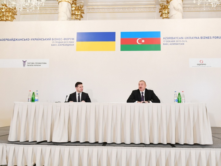 Президенты Азербайджана и Украины приняли участие в Азербайджано-украинском бизнес-форуме – ФОТО