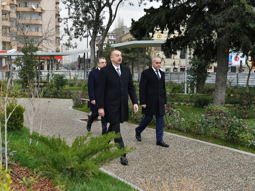Президент Ильхам Алиев ознакомился с работами по реконструкции, проведенными в еще одном парке Баку – ФОТО