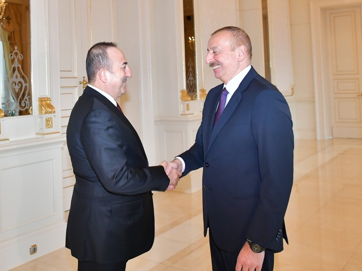 Президент Ильхам Алиев принял делегацию во главе с министром иностранных дел Турции - ФОТО