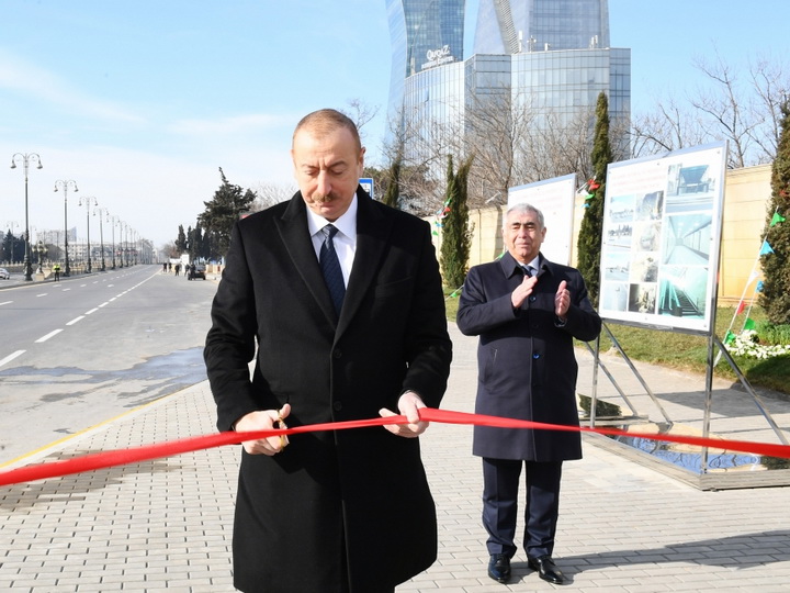 Ильхам Алиев принял участие в открытии подземного пешеходного перехода в Баку - ФОТО
