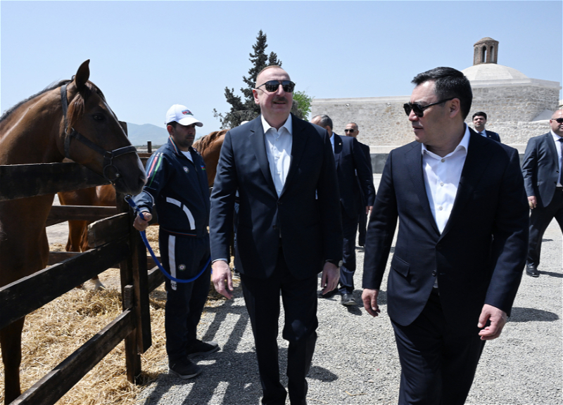 Ильхам Алиев и Садыр Жапаров ознакомились с работами, проводимыми во дворце Панахали хана в Агдаме - ФОТО